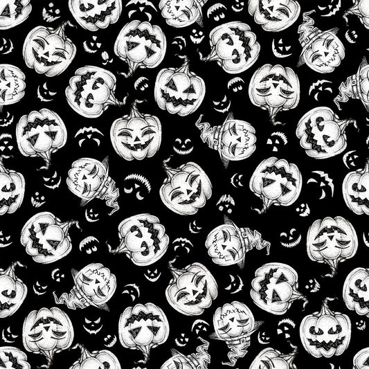 Hocus Pocus Cotton Print - Tossed Pumpkins Glow in the Dark