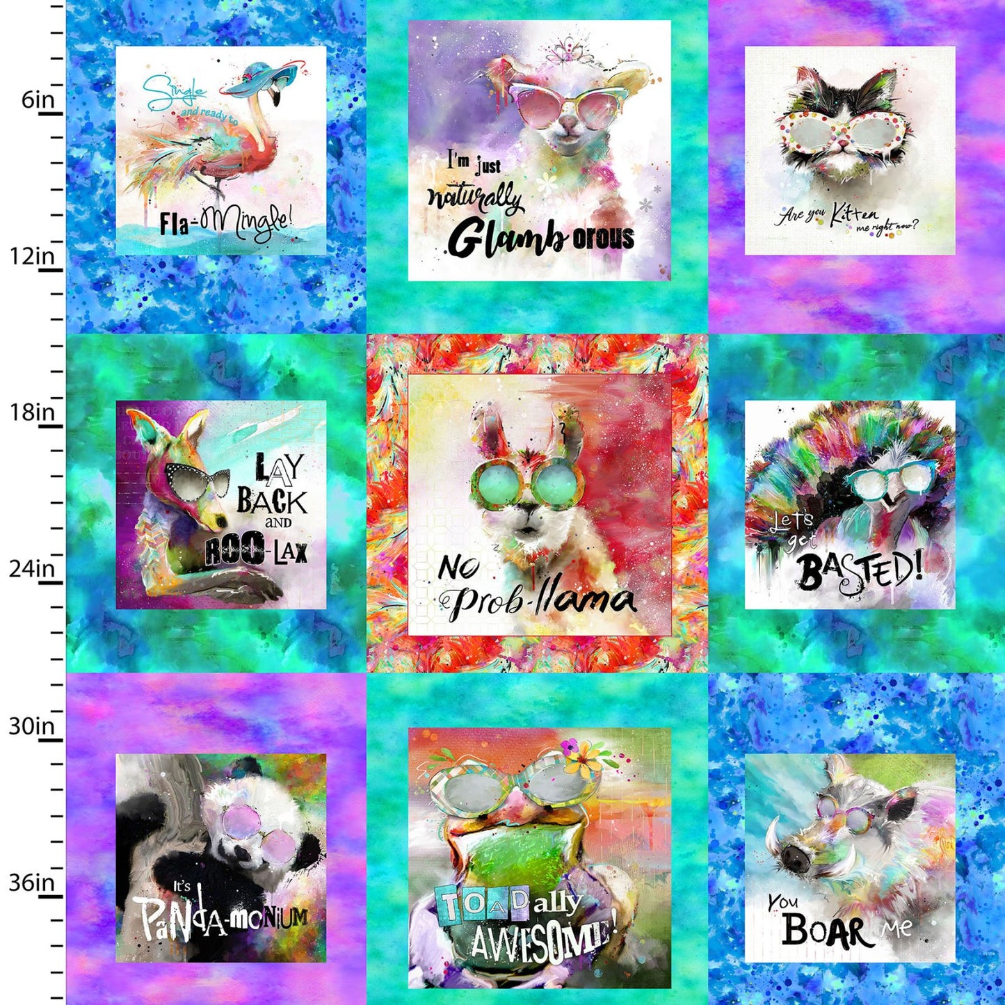 Sassier Animals Fabric Collection - Large Squares