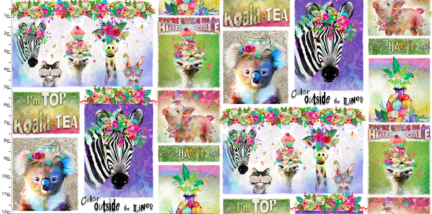 Party Animals Cotton Print - Animal Phrases