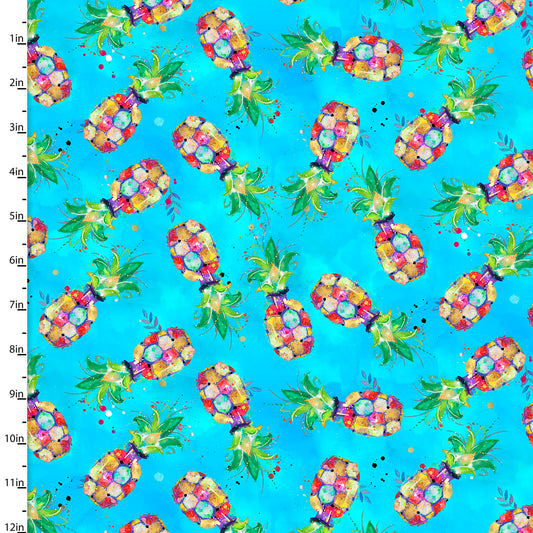 Party Animals Cotton Print - Pineapples