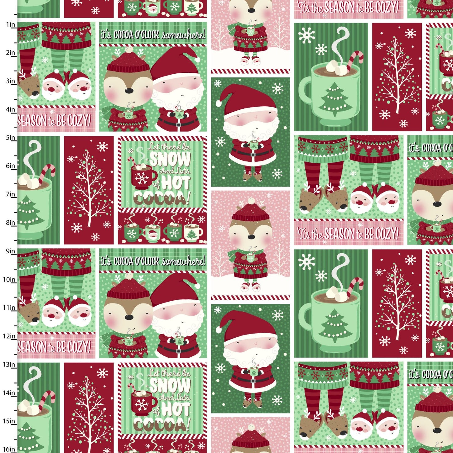 Pals Patch - Snow and Hot Cocoa Cotton Print Fabric - Remnant 50cm