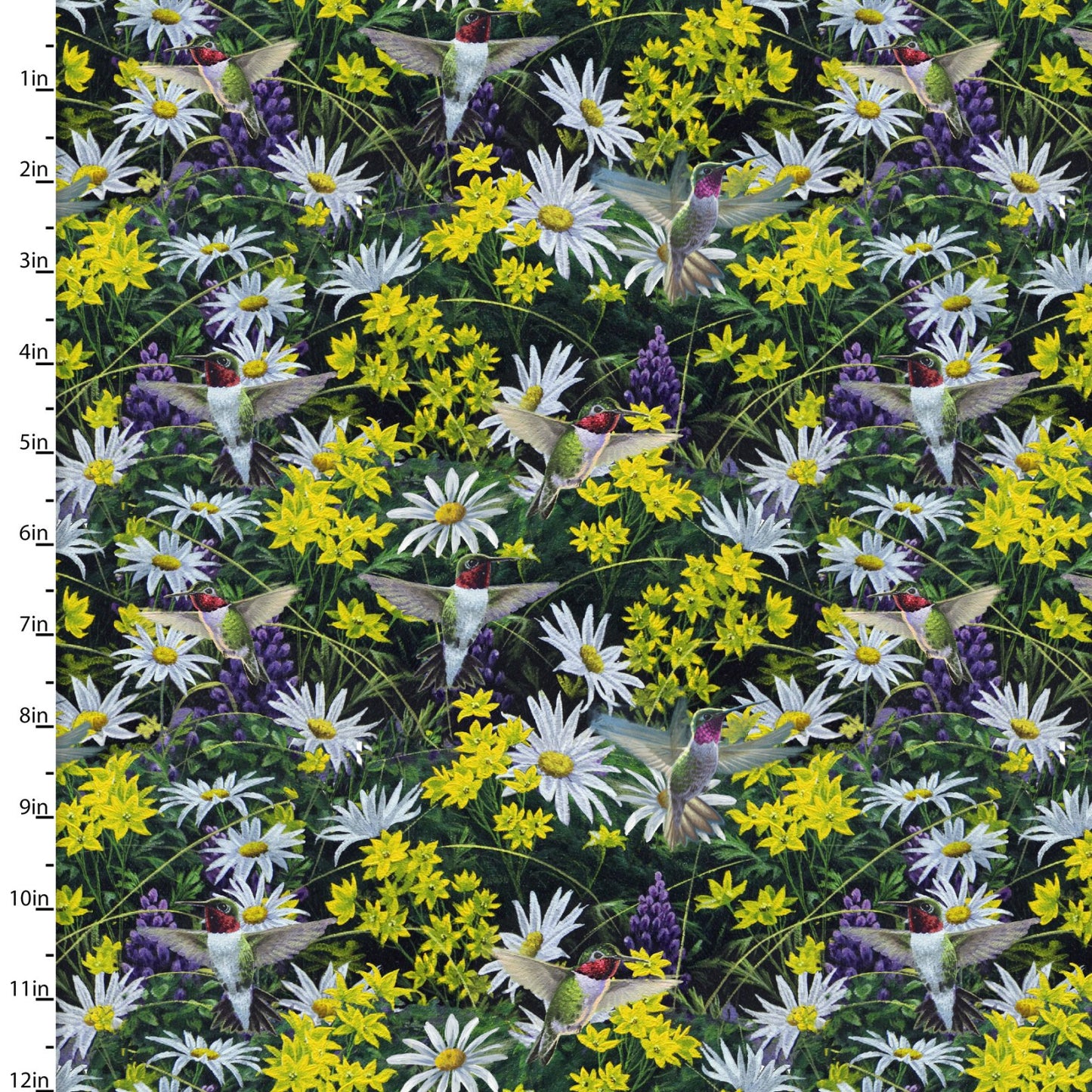 Hummingbird Floral - Mountain Sunrise Cotton Print Fabric - per half metre