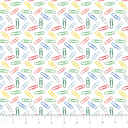 Teachers Rule Cotton Print - Paperclips in Multi