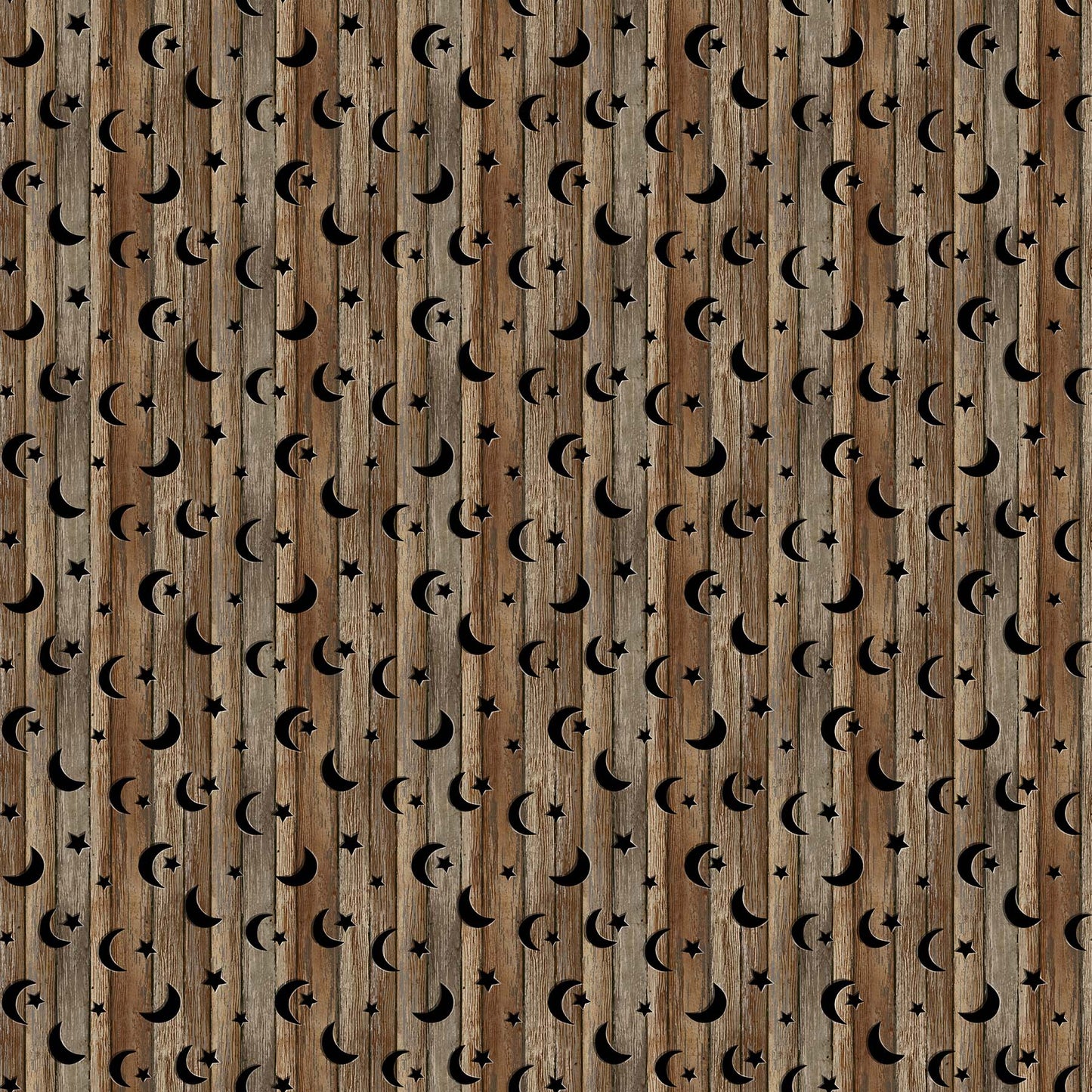 Wood with Stars - Nature's Calling Cotton Print Fabric - End of Bolt 295cm