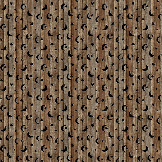 Wood with Stars - Nature's Calling Cotton Print Fabric - End of Bolt 295cm