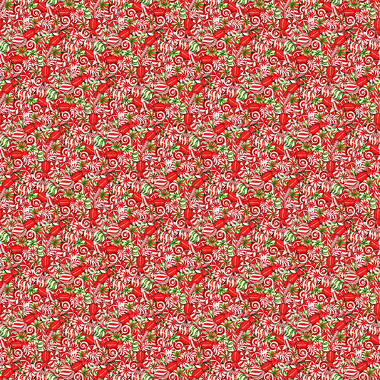 Packed Sweets - Peppermint Candy Cotton Print Fabric - End of Bolt 130cm