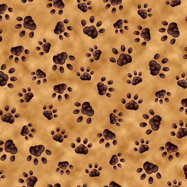 Paw Prints on Camel - Literary Kitties Cotton Print Fabric - per half metre