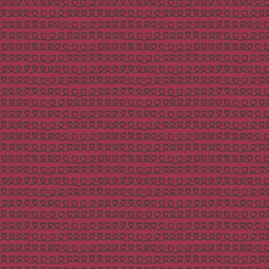 Love is in the Hair Cotton Print - Scribble Heart Lines - per half metre