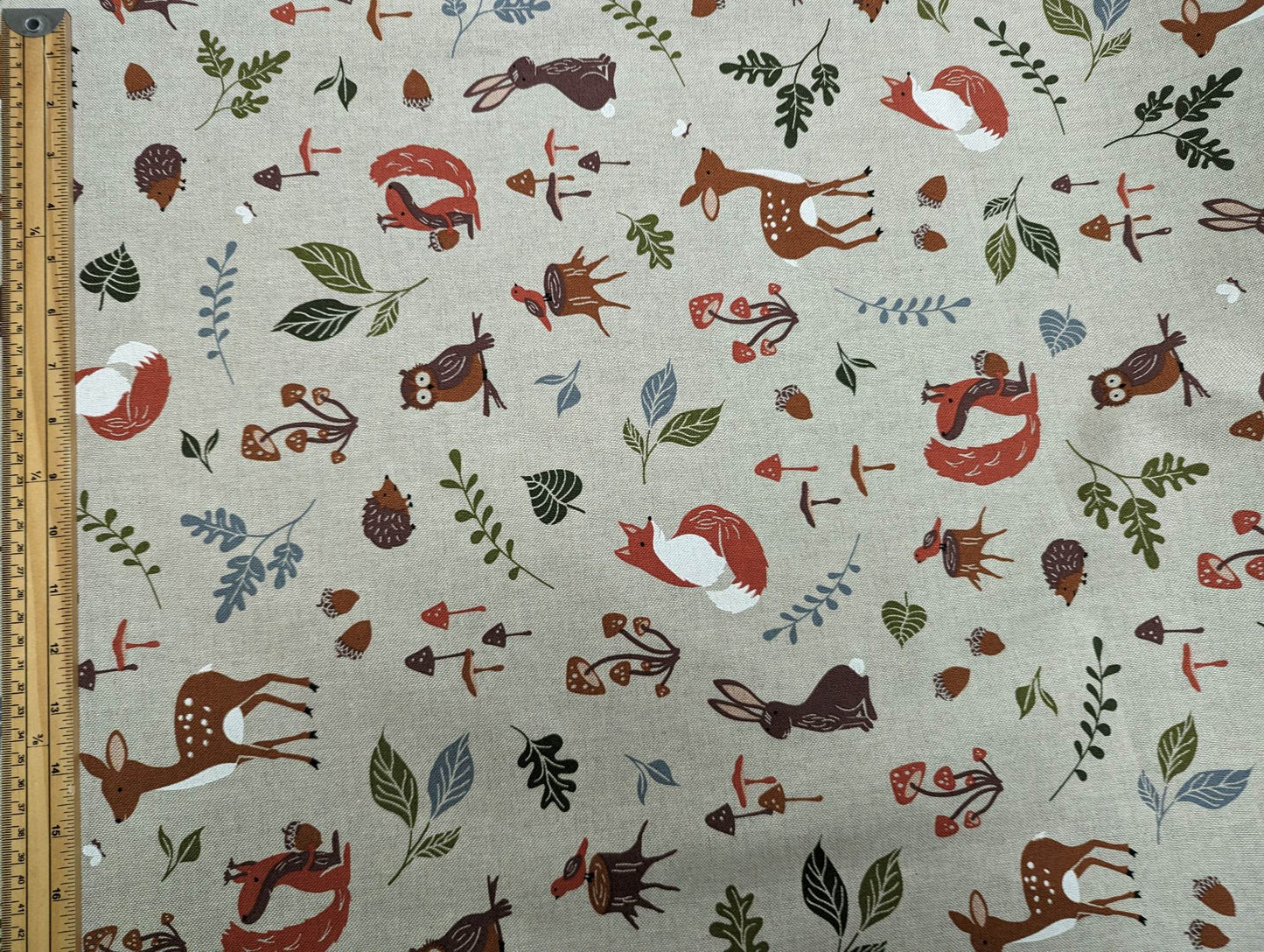 Linen Look Canvas - Forest Animals - per half metre