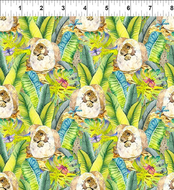 Dinosaur Friends Cotton Print Fabric - Baby Dinosaur Hatching  - per half metre