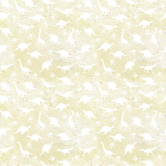 Dinosaur Friends Cotton Print Fabric - Dino Prints Cream - per half metre
