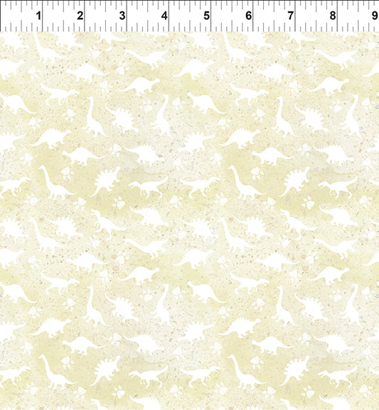 Dinosaur Friends Cotton Print Fabric - Dino Prints Cream - per half metre