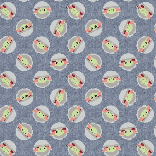 Mandalorian Cotton Print - Child Toss on Denim