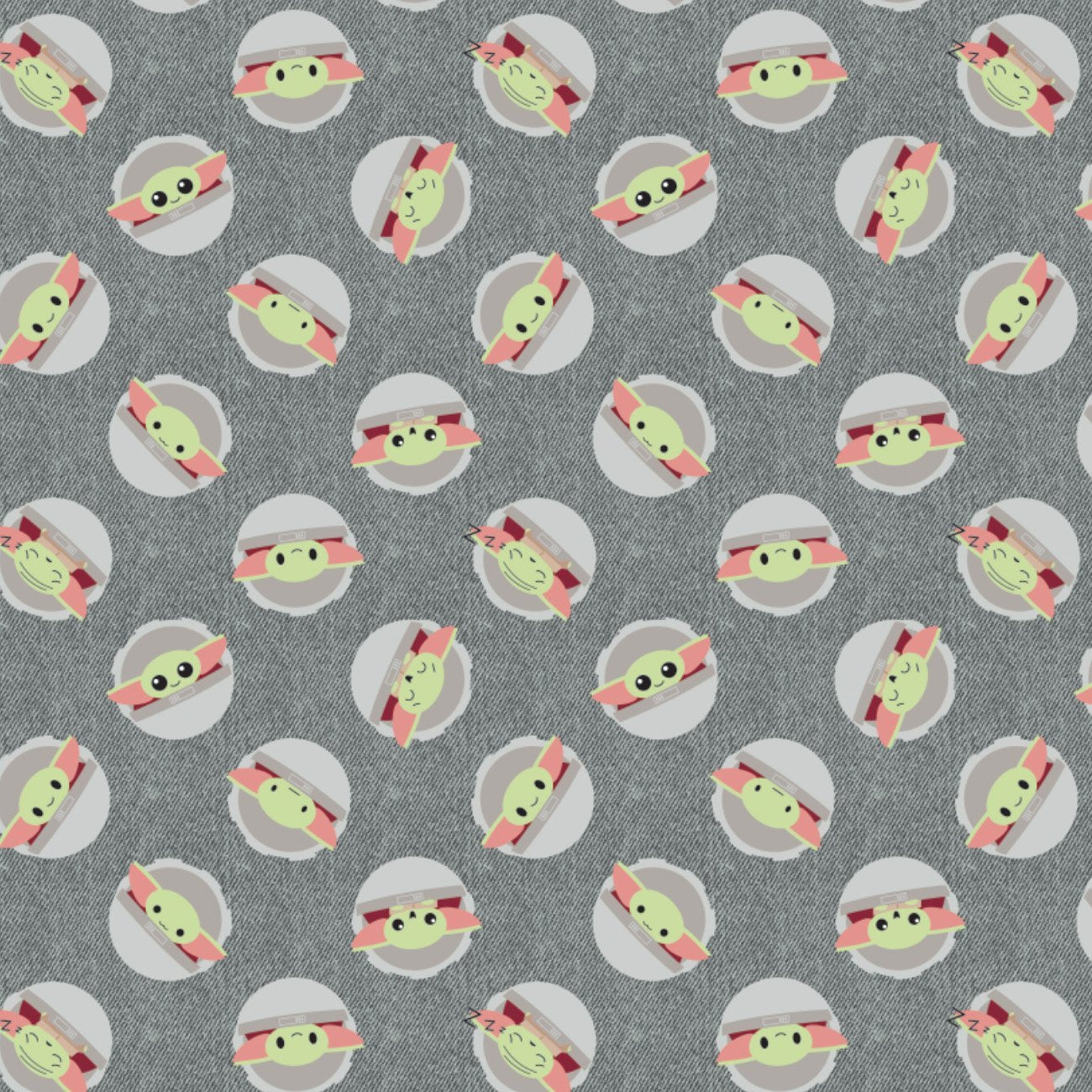 Mandalorian Cotton Print - Child Toss on Grey