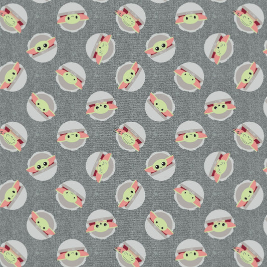 Mandalorian Cotton Print - Child Toss on Grey