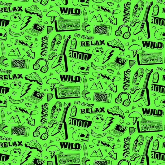 Cotton Jersey - Fluorescent Rock and Roll