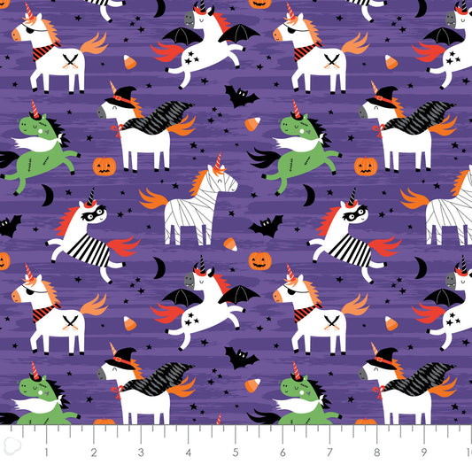 It's Always Unicorn Season Cotton Print - Halloween Unicorns in Purple