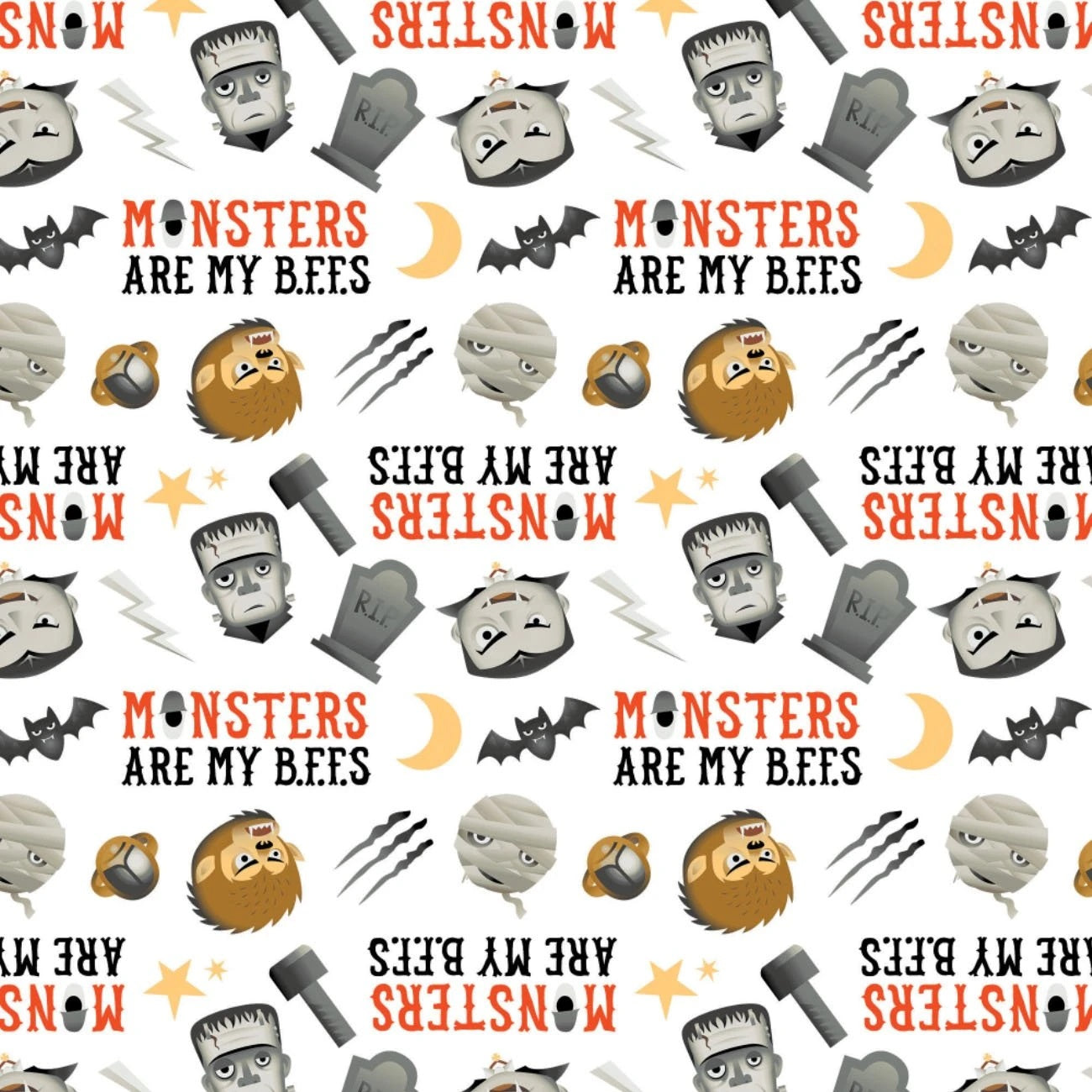 Character Halloween Cotton Print - Monster Bff