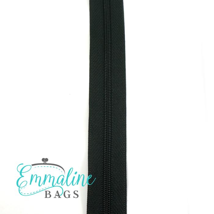 Emmaline Zipper-by-the-Yard - Size #3 - Black/ Black Coil - 3 Yards