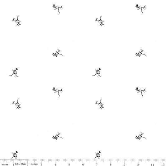 Scaredy Cat Cotton Print - White Bird Bones