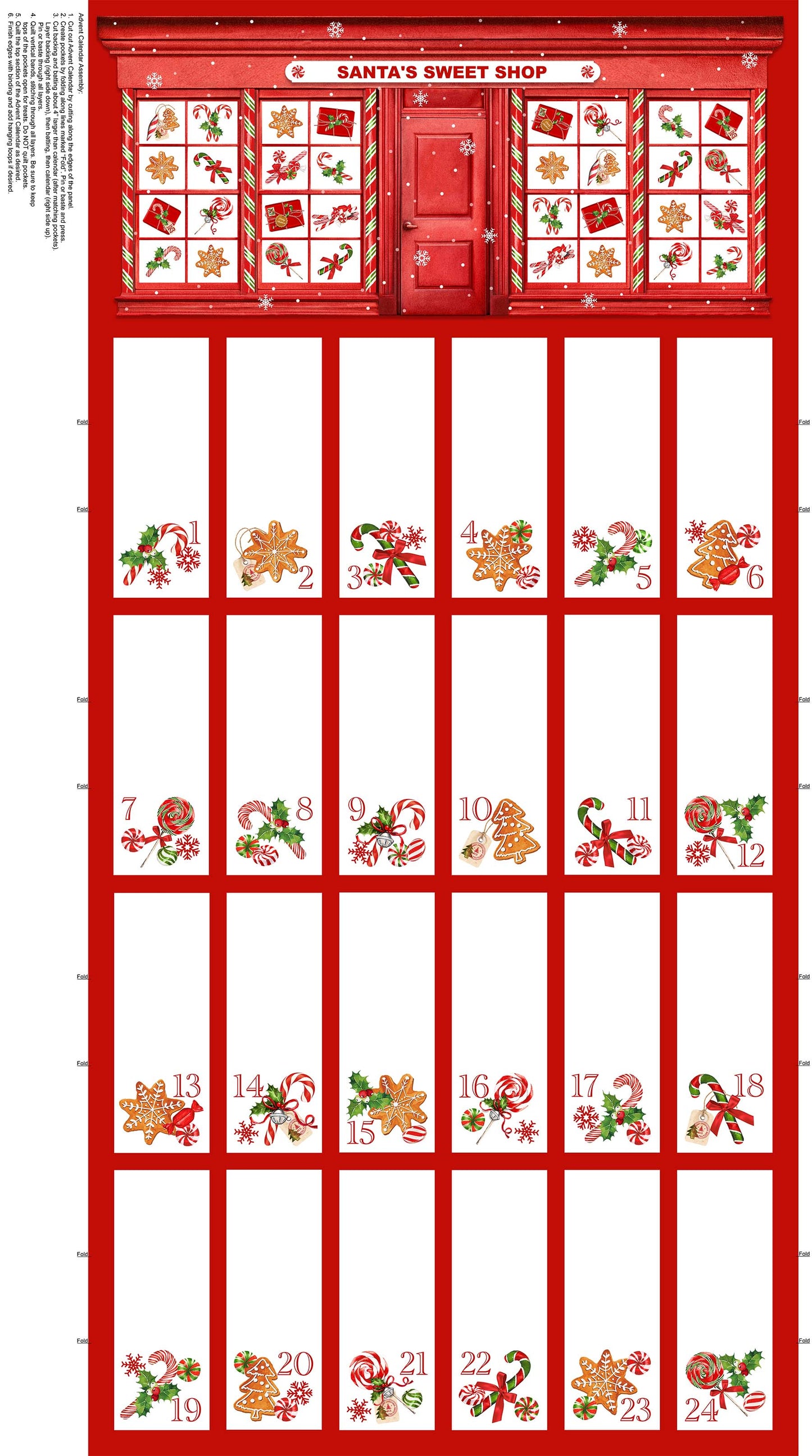 Peppermint Candy Cotton Print - Advent Panel