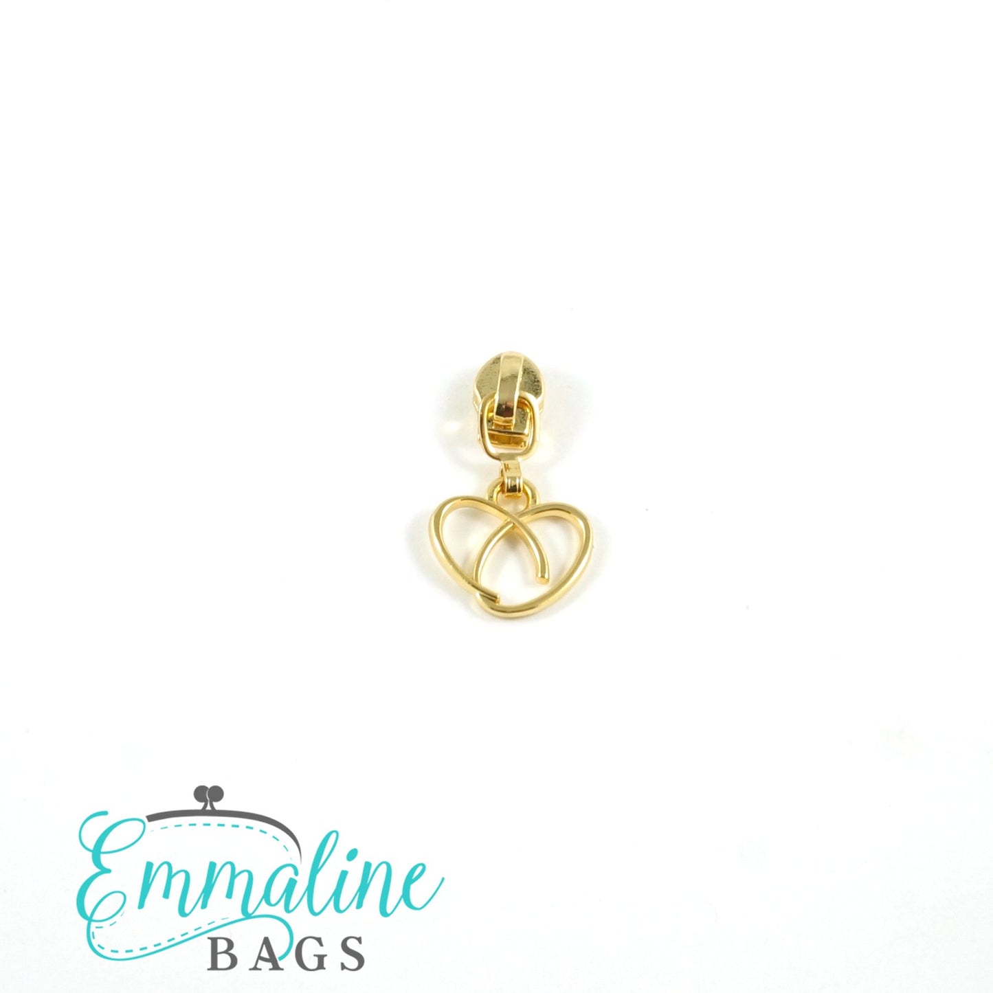 Zipper Sliders with Pulls - Size #3 - Heart Pull/ Gold