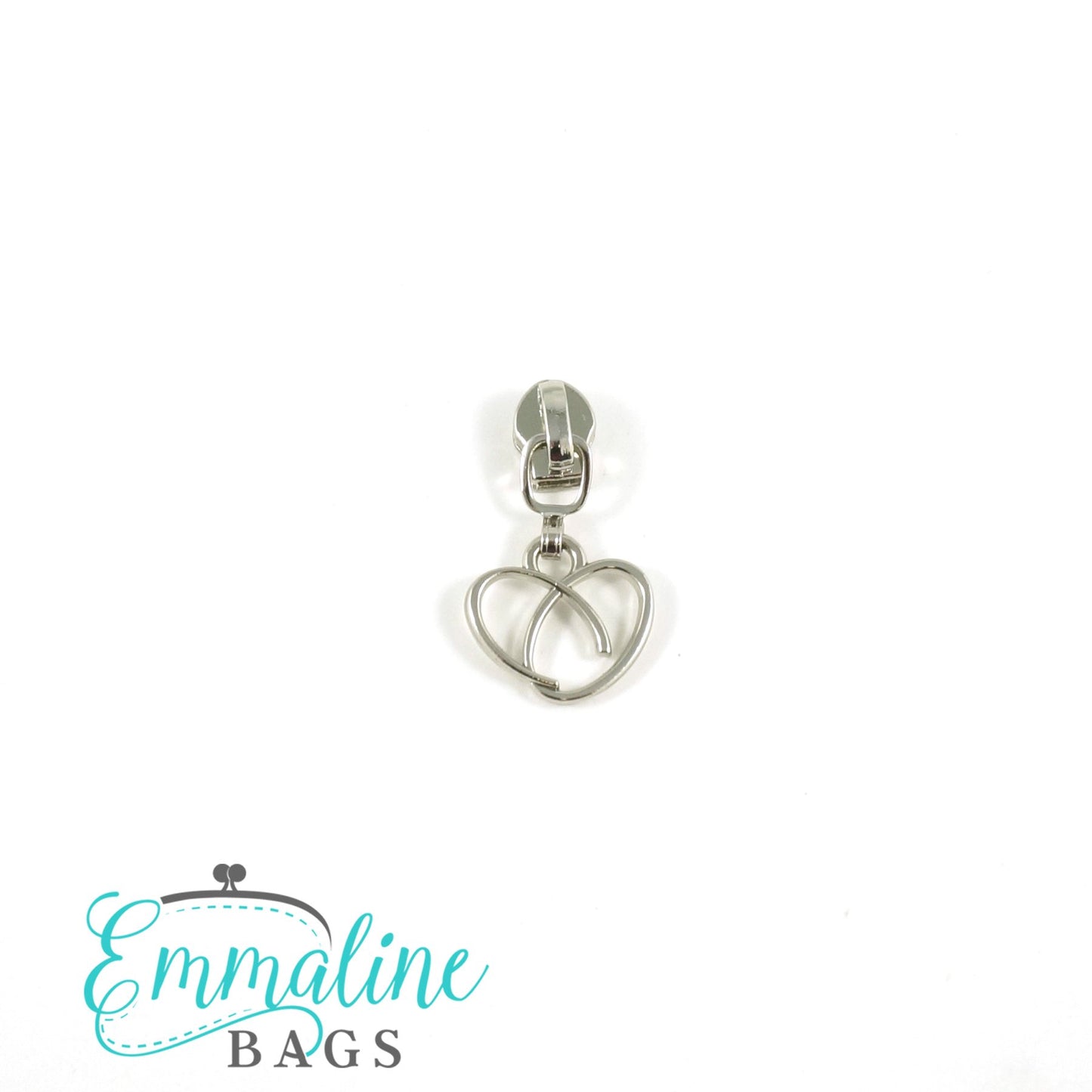 Zipper Sliders with Pulls - Size #3 - Heart Pull/ Silver