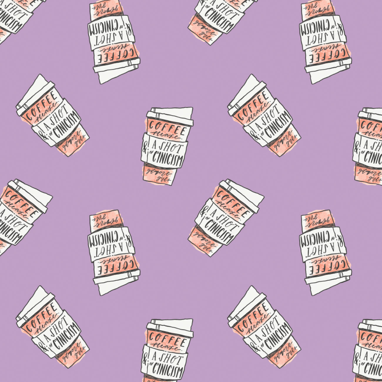 Gilmore Girls Cotton Print - Coffee Please and a Shot of Cynicism - per half metre