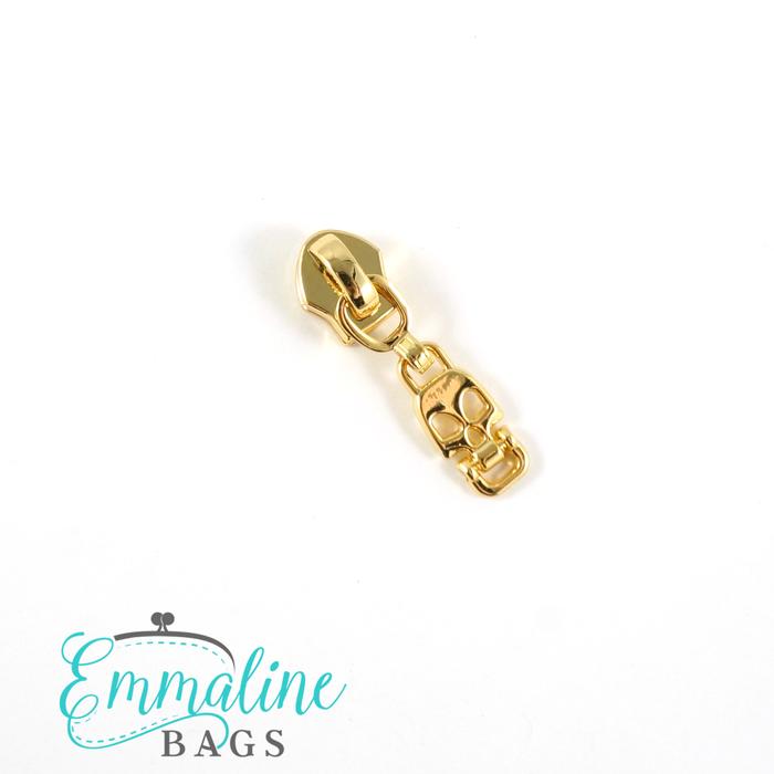 Zipper Sliders with Pulls - Size #5 - Skull Drop Pull - Gold