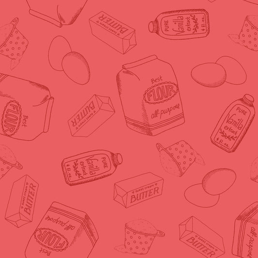 Happiness is Homemade Cotton Print - Flour and Butter on Red