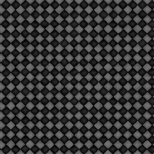 Happiness is Homemade Cotton Print - Checkers on Black