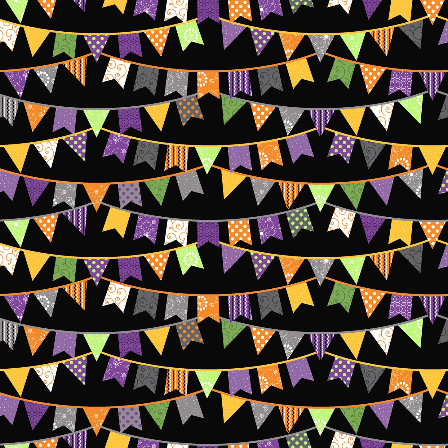 Halloween Flags - Hometown Halloween Cotton Print Fabric - End of Bolt 145cm