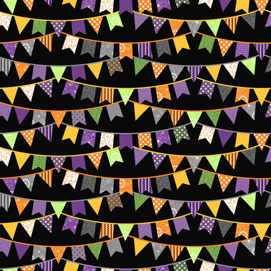 Halloween Flags - Hometown Halloween Cotton Print Fabric - End of Bolt 145cm