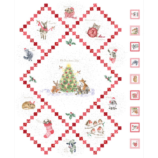 Warm Wishes Cotton Print - Oh Christmas Tree Panel