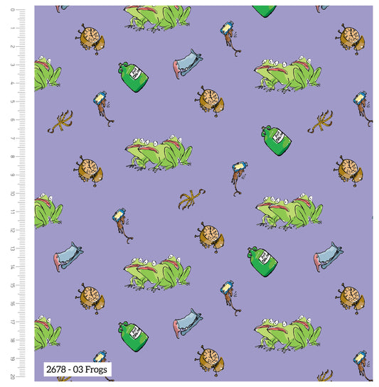 Frogs - The Witches Cotton Print Fabric -Remnant 50cm