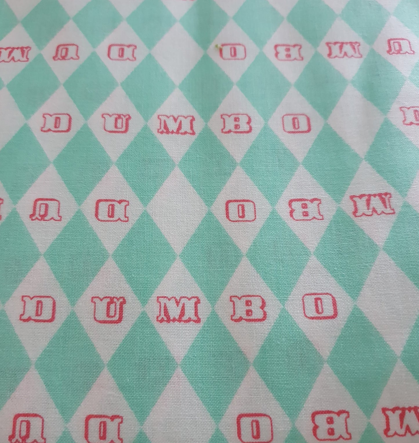 Dumbo Circus Cotton Print - Vintage Argyle on Turquoise
