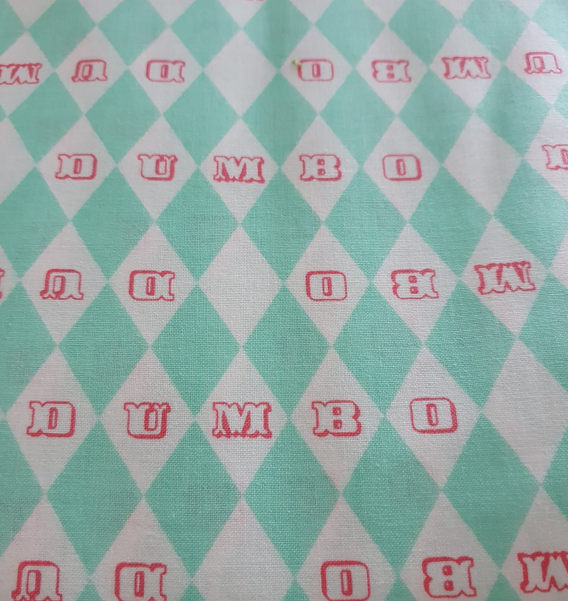Dumbo Circus Cotton Print - Vintage Argyle on Turquoise