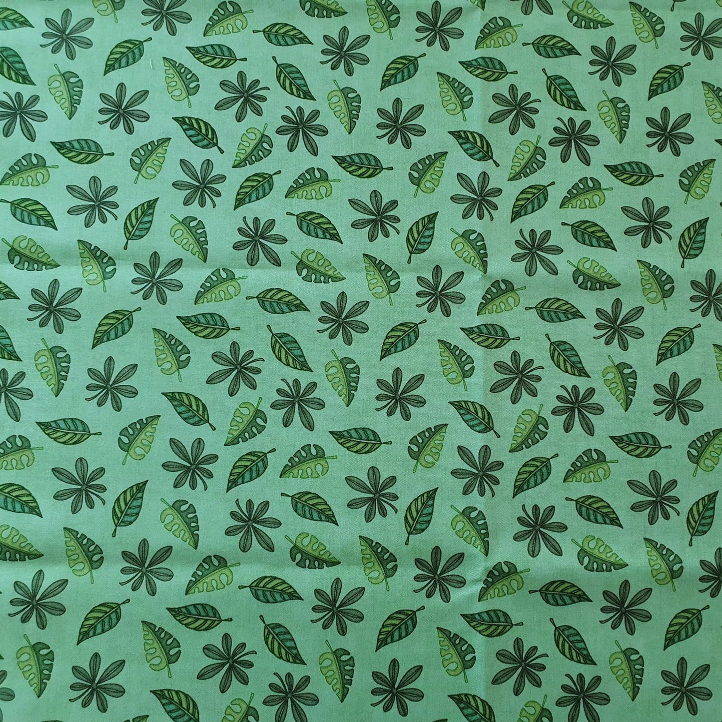 Jungle Buddies Cotton Print - Leaves on Green