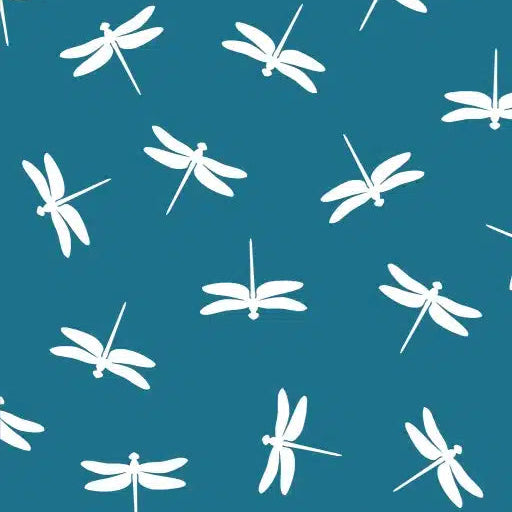 Dragonfly on Tiffany Blue - Sewing Sanctuary Cotton Print Fabric - per half metre