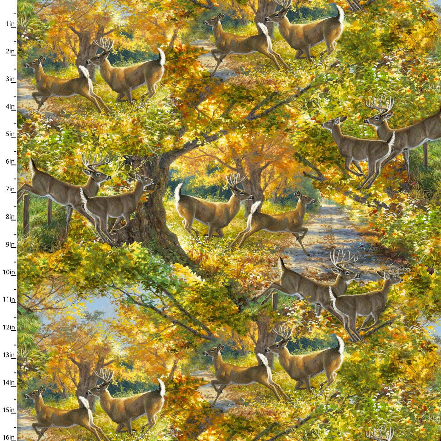 Morning Run - Through the Forest Light Cotton Print Fabric - per half metre