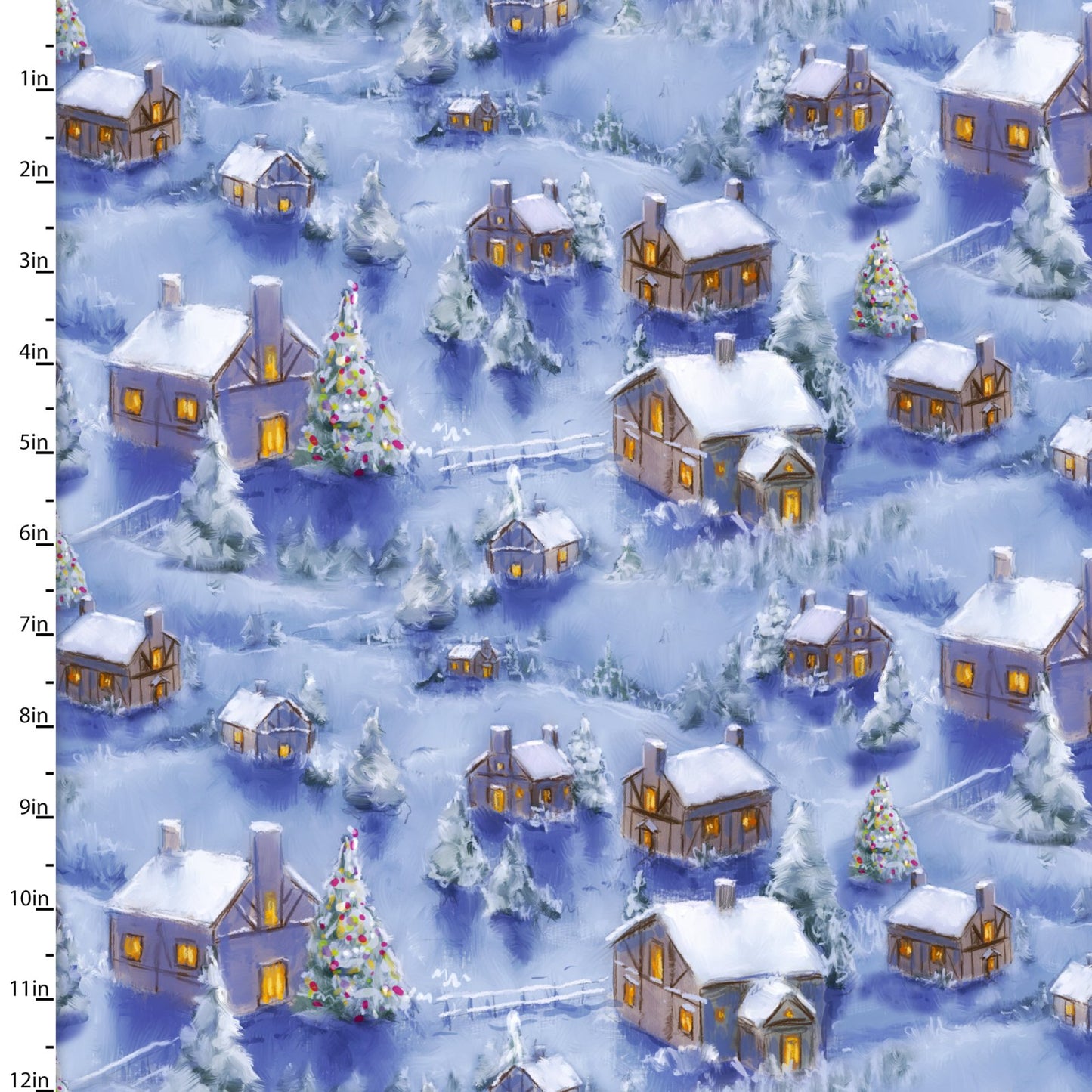 Christmas Village - Christmas Eve Cotton Print Fabric - per half metre