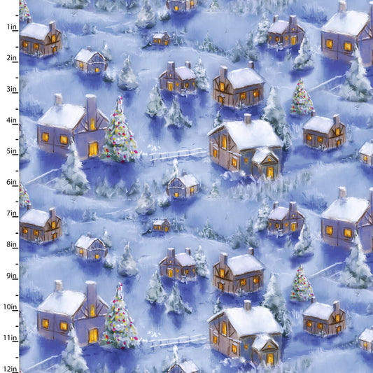 Christmas Village - Christmas Eve Cotton Print Fabric - per half metre