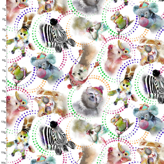 Tossed Animals - Road Trippin' Cotton Print Fabric - per half metre