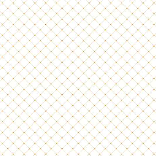 Gilded Diamonds on White - Gilded Cotton Print Fabric - per half metre