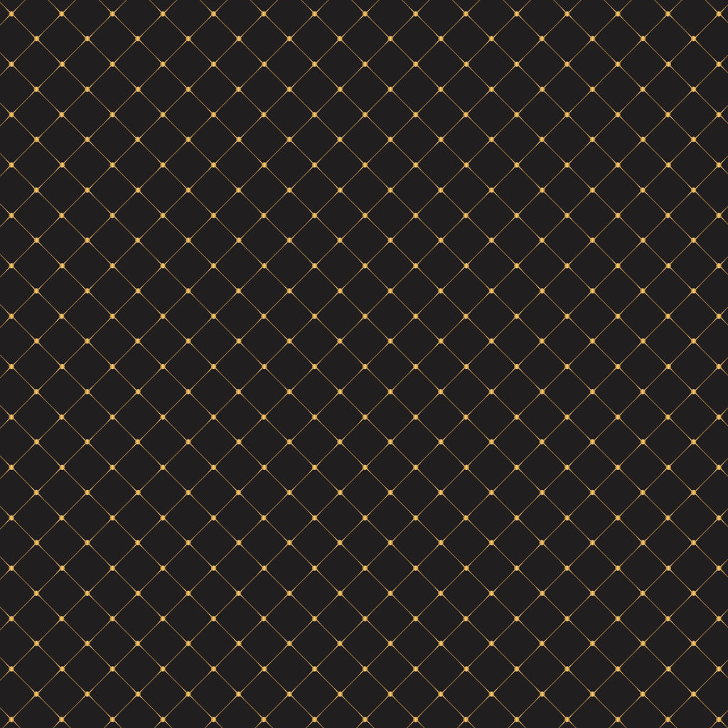 Gilded Diamonds on Black - Gilded Cotton Print Fabric - per half metre