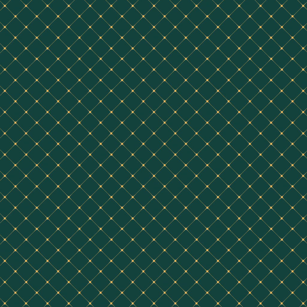 Gilded Diamonds on Green - Gilded Cotton Print Fabric - per half metre