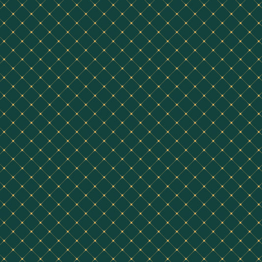 Gilded Diamonds on Green - Gilded Cotton Print Fabric - per half metre