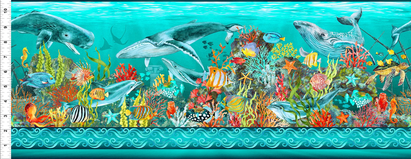 Ocean Stripe in Turquoise - Calypso II Cotton Print Fabric - per half metre