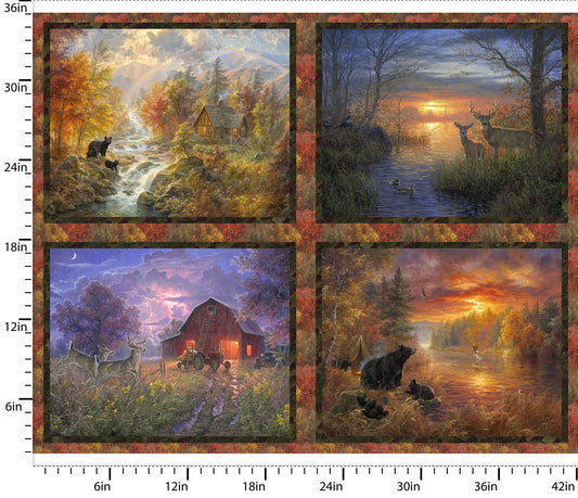 Whitetail Country Panel - Whitetail Country Cotton Print Fabric - per panel