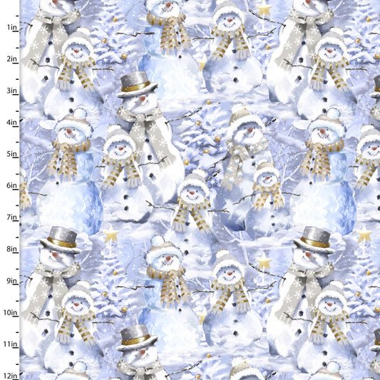 Frosty Friends - Here Comes Santa Cotton Print Fabric - per half metre